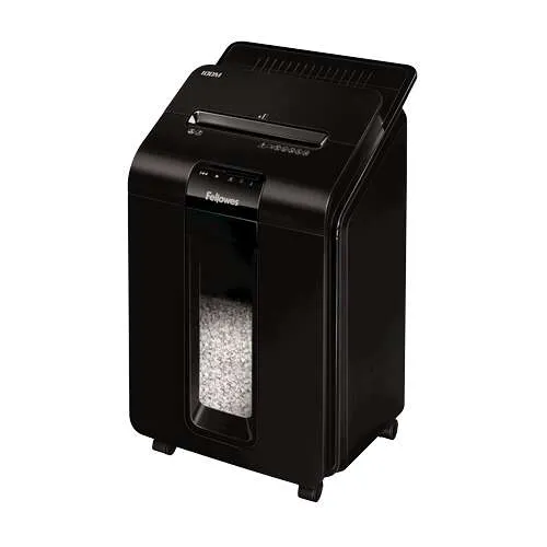 Fellowes Automax 100M Destructora De Papel Automatica Minicorte P-4 - Autoalimentacion 100 Hojas, Manual 10 Hojas - Papelera De 23L - Color Negro