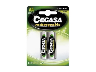 Cegasa Pack de 2 Pilas Recargables AA HR6 2100mAh