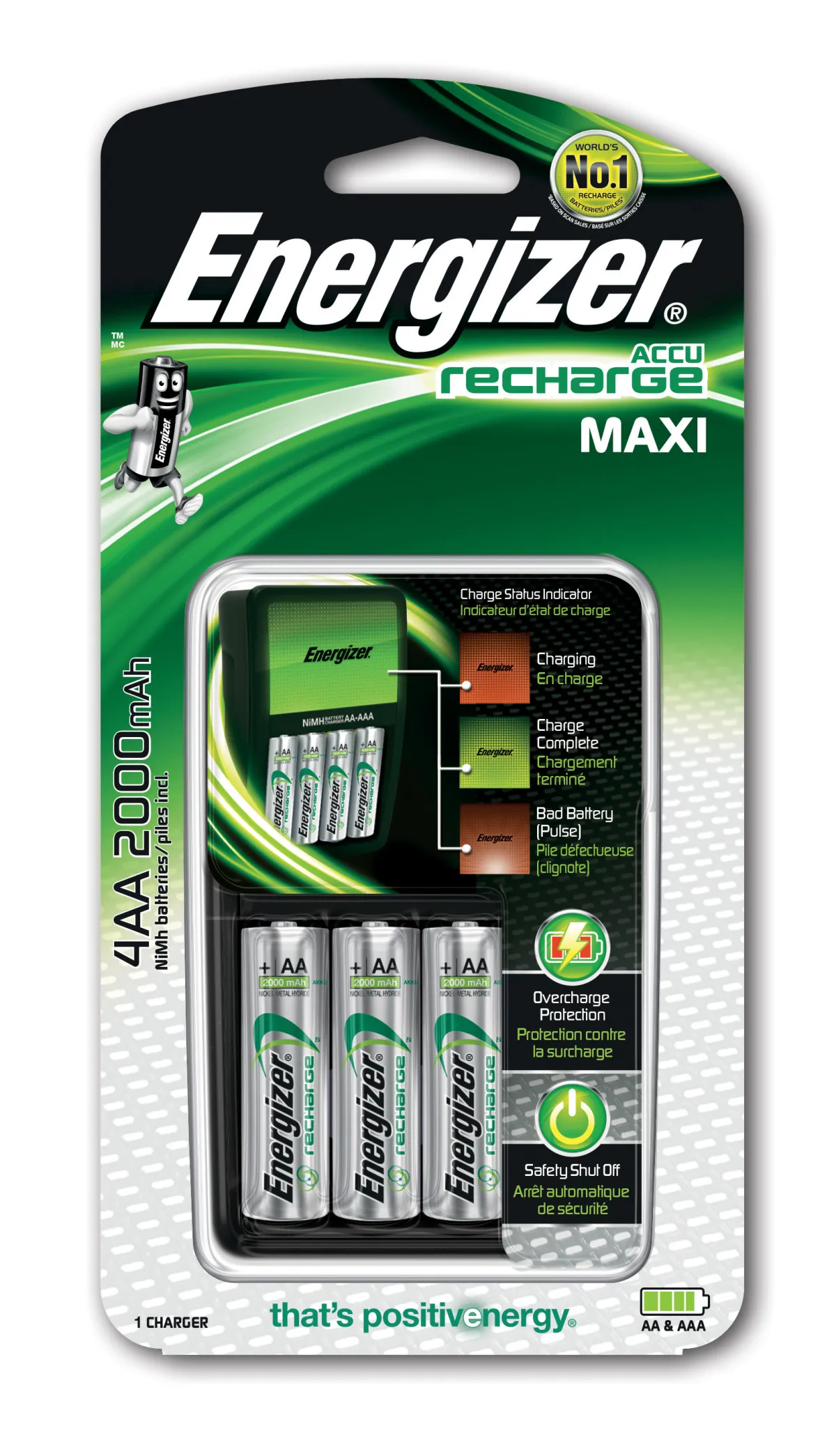 ENERGIZER CARGADOR DE PILAS AAA/AA (4 PILAS RECARGABLES 4AA INCLUIDAS)
