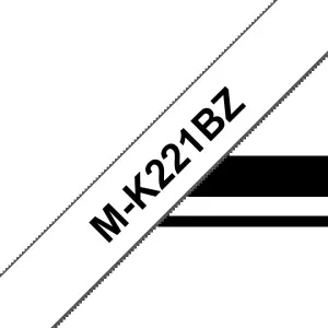 Brother MK221BZ Cinta No Laminada de Etiquetas 9mm x 8m Texto Negro sobre Fondo Blanco