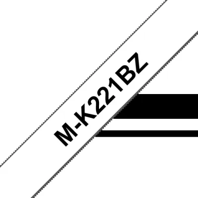Brother MK221BZ Cinta No Laminada de Etiquetas 9mm x 8m Texto Negro sobre Fondo Blanco