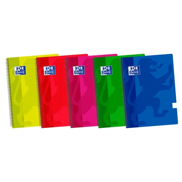 Oxford School Classic Fº Cuaderno Espiral - Tapa De Plastico Liso - 80 Hojas - Colores Surtidos