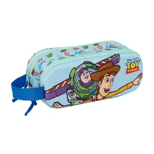Safta Portatodo 3D Toy Story - 2 Compartimentos con Cremallera - Azul Pastel - 21x8x6cm