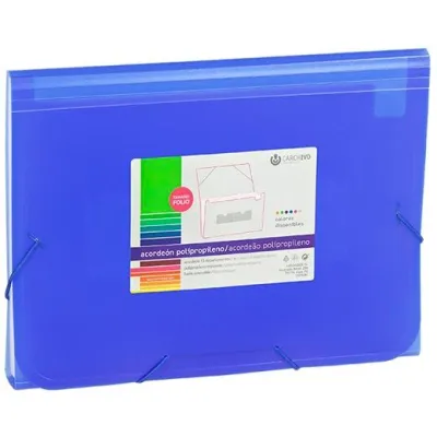 Carchivo Clasificador Acordeón Folio 13 Dptos con Goma PP Translúcido Azul