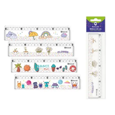 Bismark Regla 20Cm Con Bolitas De Colores En Su Interior - Fabricada En Plastico - Ideal Para Colegio - 4 Diseños Diferentes
