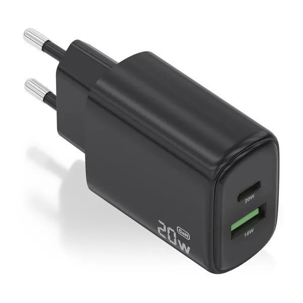 Aisens Cargador Gan 20W - 1Xusb-C Pd3.0 - 1Xusb-A Qc3.0 - Color Negro