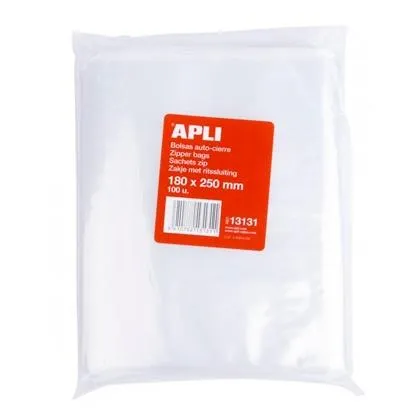 Apli Bolsas Autocierre 180X250Mm Ldpe Transparente Pack 100 Ud