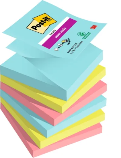 Post-it Super Sticky Pack de 6 Blocs de 90 Notas Adhesivas 76x76mm Colores Surtidos