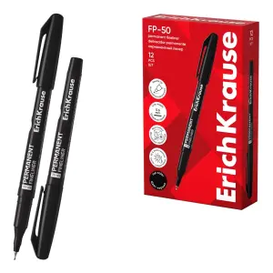 ErichKrause FP-50 Marcador Permanente Punta Fina 0.6mm Color Negro Resistente al Agua y Luz