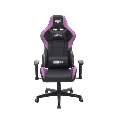 Cromad Demon Lord Silla Gaming Negra/Violeta - Estructura Robusta, Piel Sintética, Altura Regulable, Respaldo Reclinable, Cojín Lumbar y Cervical, Reposabrazos Regulables