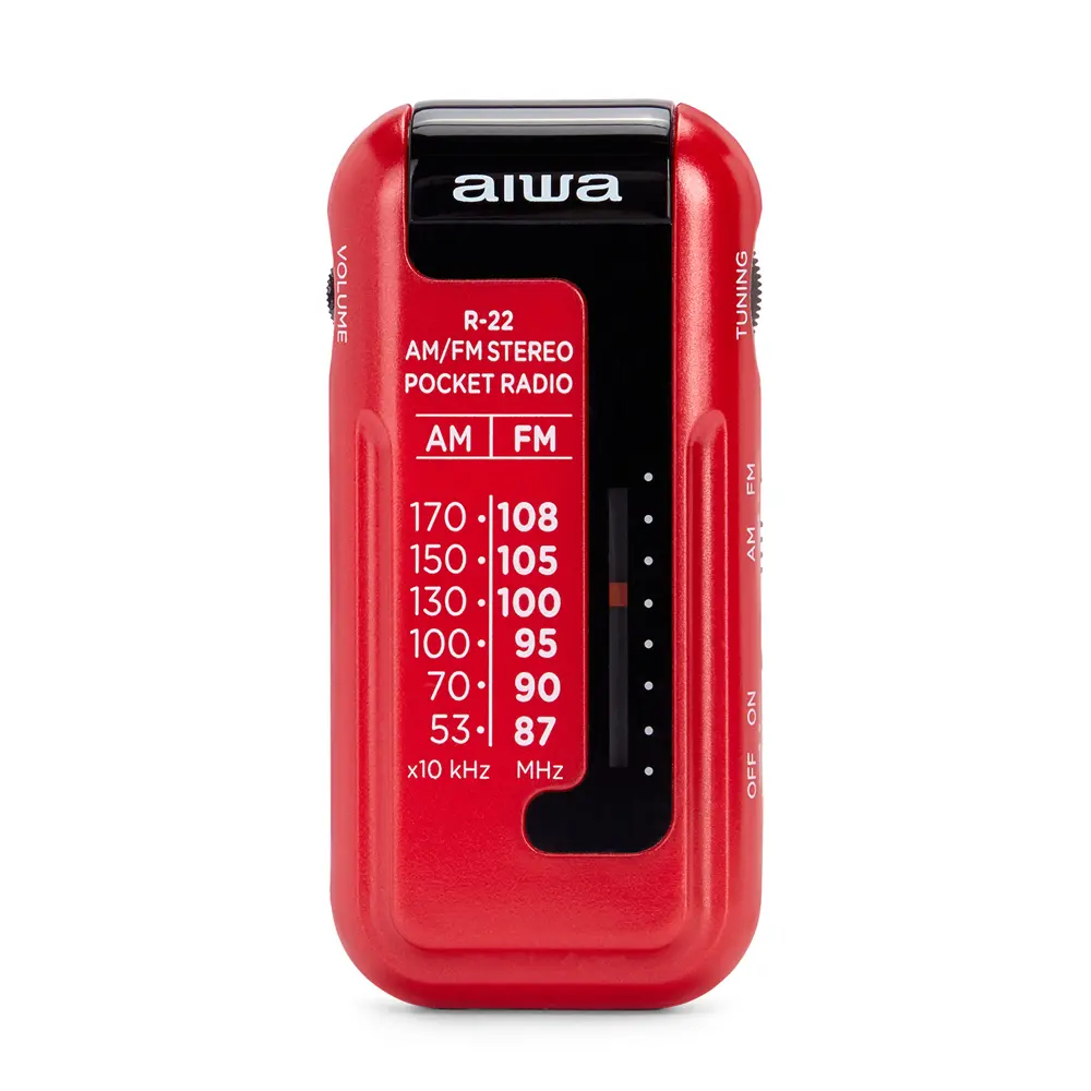 Aiwa Radio Analógica Mini R-22RD AM/FM Hyperbass Color Rojo