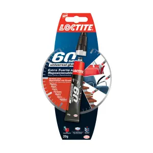 Loctite 60Sec Pegamento Extrafuerte 20gr - Adhesivo Reposicionable en Gel Transparente