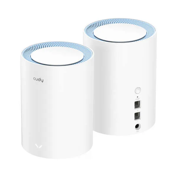 Cudy M1200 Pack De 2 Sistemas Wifi Mesh Ac1200 Dual Band - 867Mbps En 5Ghz, 300Mbps En 2,4Ghz - 1X Puerto Lan 10/100Mbps, 1X Puerto Wan 10/100Mbps - 2 Antenas Internas