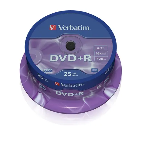 Verbatim Dvd+R, 4.7Gb, 16X, 25 Pack Spindle, Superficie Matt Silver