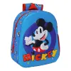 Safta Mochila Mickey Mouse Azul con Asa de Mano y Portabotellas Lateral 27x33x10cm