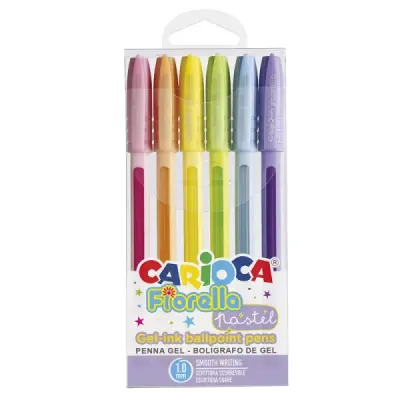Carioca Fiorella Pack de 6 Bolígrafos de Tinta Gel Colores Pastel 1mm Cuerpo Transparente