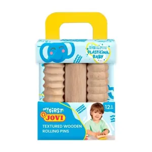 JOVI MALETÍN DE MODELAJE MY FIRST PLASTILINA BABY CON 3 RODILLOS DE MADERA DIFERENTES TEXTURAS +12M