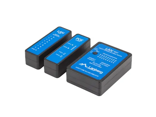 Lanberg NT-0404 Comprobador de Cables de Red y Alimentación PoE Negro y Azul