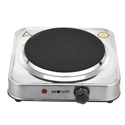 Muvip Mv0644 Cocina Electrica De 1 Placa 1500W - Acero Inoxidable - 5 Niveles De Potencia - Termostato Con Sistema De Seguridad