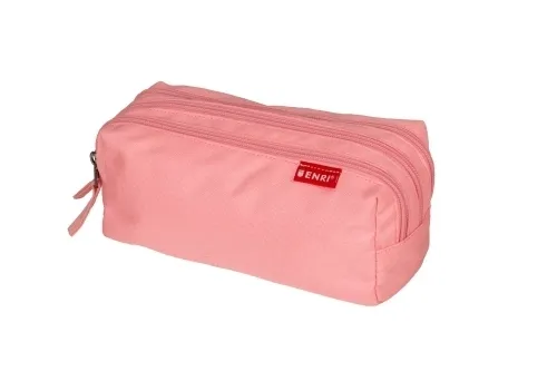 Enri Estuche Portatodo Rosa con 3 Compartimentos y Cierres de Cremallera en Poliester