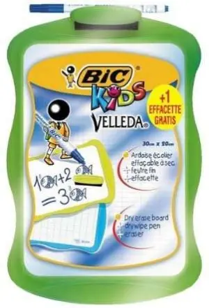 Bic Velleda Kids Pizarra Escolar Blanca Milimetrada 20x30cm con Marcador y Borrador