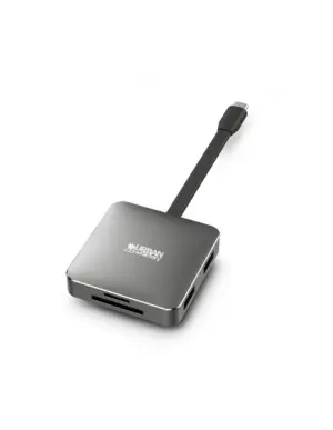 Urban Factory Hubee Light Mini HUB USB-C a USB-A/HDMI/SD/MSD 100W PD Gris Metal
