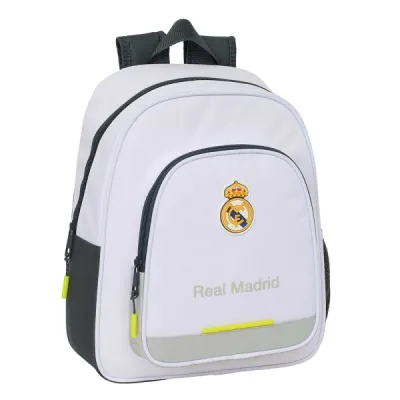 Safta Mochila Infantil Real Madrid 10L Adaptable a Carro 2 Compartimentos 28x34x10cm Blanco y Negro