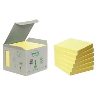 Post-it Bloc Notas Adhesivas Recicladas 100H 76X76 Canary Yellow Paquete 6 Unidades