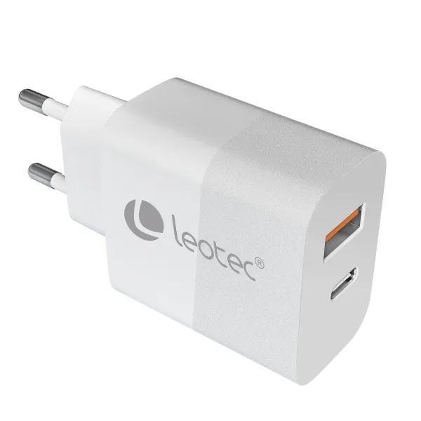Leotec Cargador Universal 30W Gan - 1Usb-C Pd + 1Usb-A - Color Blanco
