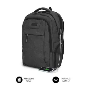 Subblim Mochila Air Padding para Portátil de 16" Resistente al Agua con Puerto USB - Negro