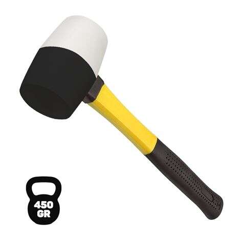 Blim Mazo Para Trabajos Delicados - Peso 450 G - Cabeza De Caucho - Mango De Fibra - Color Blanco Y Negro