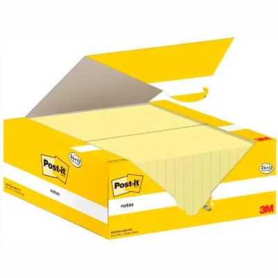 Post-It Bloc Notas 654 Canary Yellow 100H 76X76 Paquete 24 Ud + 12 Ud Gratis