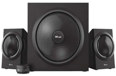 Trust Yuri Altavoces 2.1 - 60W RMS (120W Max) - Control de Volumen - Conexión Auriculares - Entrada de Línea - Negro