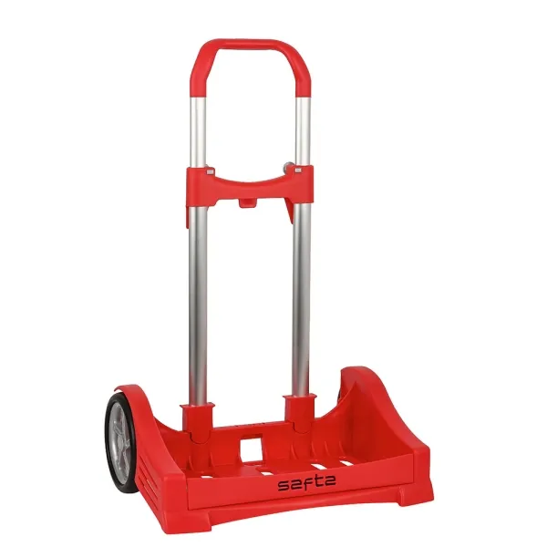Safta Evolution Carro Portamochilas- Sujecion Universal - Ruedas De 14Cm Antivibracion - Aluminio/Pp - 40X85X28Cm - Color Rojo