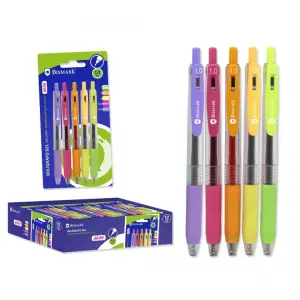 Bismark Pack de 5 Bolígrafos Retráctiles Tinta Gel 1.0mm Colores Neón Surtidos