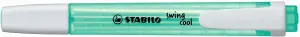 Stabilo Swing Cool Marcador Fluorescente Turquesa - Cuerpo Plano - Punta Biselada - Trazo 1-4mm - Tinta a Base de Agua - Antisecado