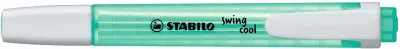 Stabilo Swing Cool Marcador Fluorescente Turquesa - Cuerpo Plano - Punta Biselada - Trazo 1-4mm - Tinta a Base de Agua - Antisecado