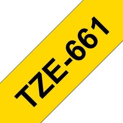 Brother TZe661 Cinta Laminada Etiquetas Negro Sobre Amarillo 36mm x 8m