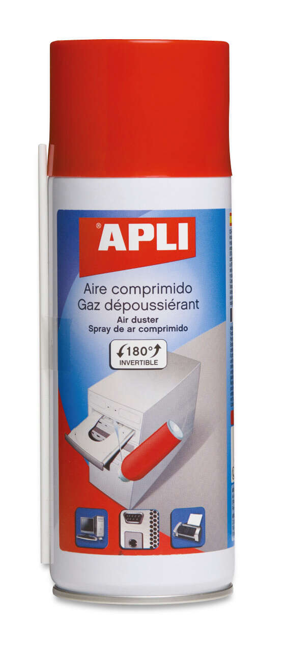 Apli Spray De Aire Comprimido Invertible - 200Ml - Presion Extrafuerte Para Limpieza Superior - Tubo Alargador Para Lugares Dificiles - Ideal Para Equipos Electronicos