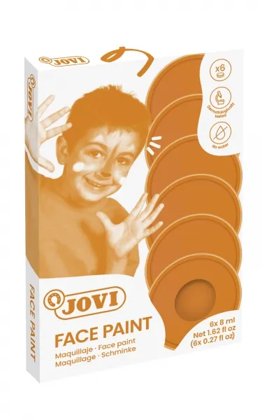 Jovi Estuche de 6 Botes 8ml Maquillaje Crema - Hipoalergenico - Base Grasa - Facil Aplicacion - Gran Cobertura - sin Parabenos - Facil de Retirar - Color Naranja