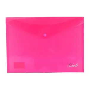 Ingraf Sobre Portadocumentos A4 con Cierre de Broche en Polipropileno Transparente Rosa