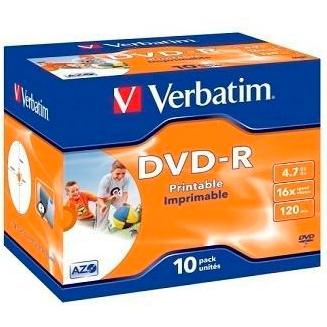 Verbatim Dvd-R 4.7Gb Azo 16X / 10 Pack Jewel Case / Printable Surface