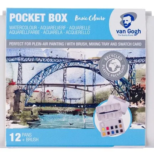 Talens Van Gogh Acuarelas Básicas Medias Pastillas Estuche 12 Ud Con Pincel