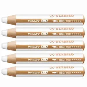 Stabilo Lápices De Colores Woody 3 En 1 Blanco Estuche 5 Unidades