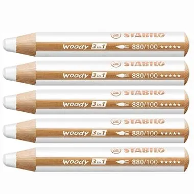 Stabilo Lápices De Colores Woody 3 En 1 Blanco Estuche 5 Unidades
