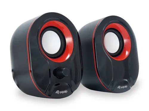 Altavoces 2.0 Equip Life 6W Rms Color Negro Y Rojo Jack 3.5" Control De Volumen Alimetancion Usb