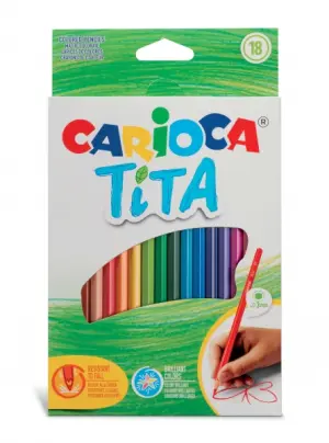Carioca Tita Pack de 18 Lápices de Resina Hexagonales - Colores Brillantes y Lavables