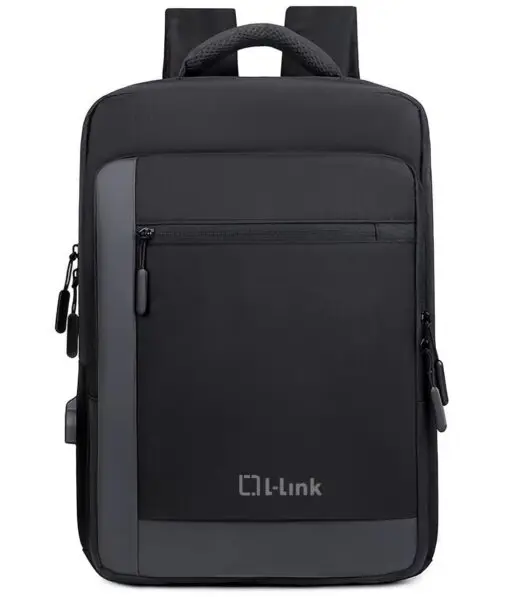 L-Link Mochila para Portátil 15.6" con Puerto USB Exterior y Repelente al Agua - Negro/Gris