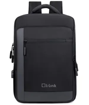 L-Link Mochila para Portátil 15.6" con Puerto USB Exterior y Repelente al Agua - Negro/Gris