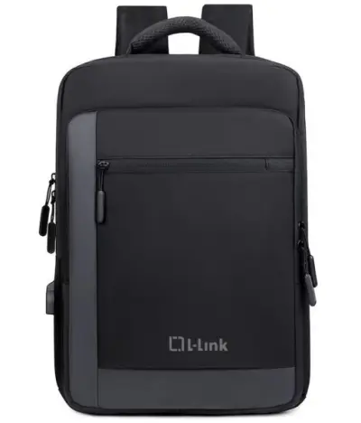 L-Link Mochila para Portátil 15.6" con Puerto USB Exterior y Repelente al Agua - Negro/Gris